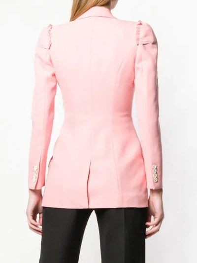 Shop Alexander Mcqueen Ruffle Detail Blazer In 6990 Anemone