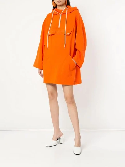 Shop Walk Of Shame Hoodie-style Dress In Orange