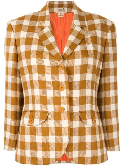 Pre-owned Hermes  Checked Jacket In Brown