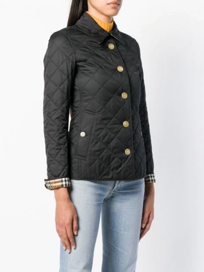 Shop Burberry Check-print Quilted Jacket In Black