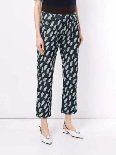 Shop Marni Graphic Print Jeans In Blue