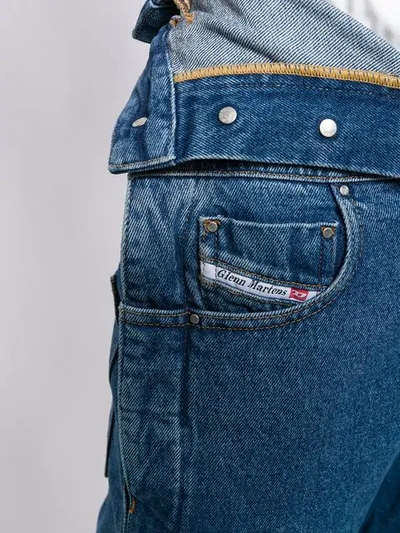Shop Diesel Red Tag Foldover Waist Jeans In Blue