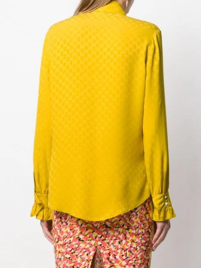 Shop Gucci Logo Jacquard Blouse In Yellow