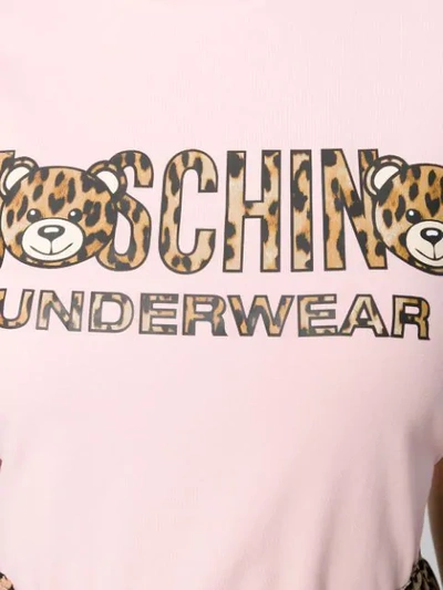Shop Moschino Leopard Logo T-shirt In Pink