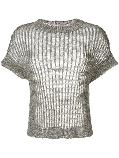 Shop Antonelli Rufa Knitted Top In Silver