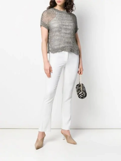 Shop Antonelli Rufa Knitted Top In Silver