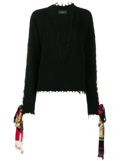 Shop Alanui Bandana Lace-up Jumper In Black