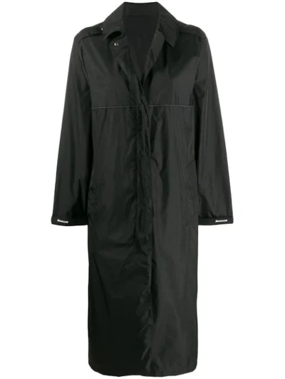 Shop Moncler Logo Oversized Coat In Black