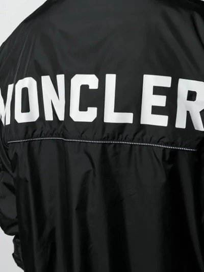 Shop Moncler Logo Oversized Coat In Black