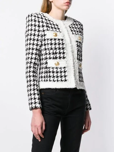 BALMAIN HOUNDSTOOTH TWEED JACKET - 白色