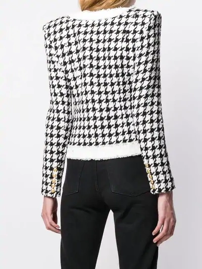 Shop Balmain Houndstooth Tweed Jacket In White