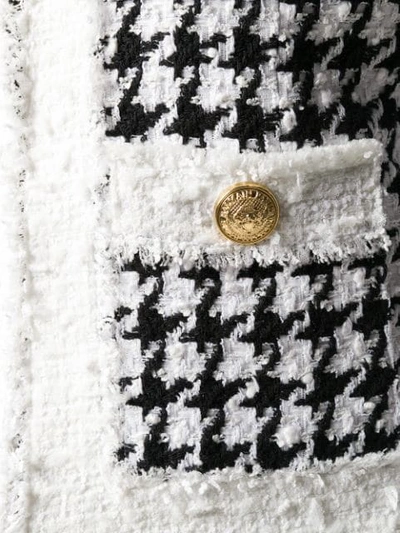 Shop Balmain Houndstooth Tweed Jacket In White