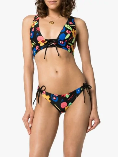 Shop Onia Victoria Erika Floral Print Bikini In Black