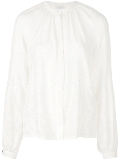 GIAMBATTISTA VALLI EMBROIDERED FLORAL BLOUSE - 白色