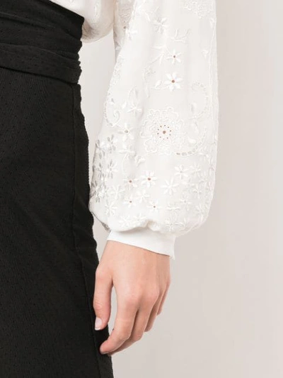 Shop Giambattista Valli Embroidered Floral Blouse In White