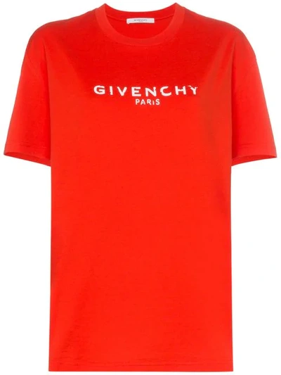 Shop Givenchy Logo Print Regular Fit Cotton T Shirt In Red