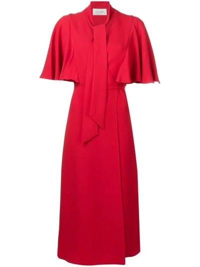 VALENTINO 系带细节连衣裙 - 红色