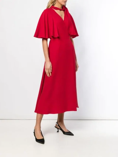 Shop Valentino Lace Up Detailed Dress In Red