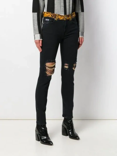 Shop Versace Jeans Couture Distressed Jeans In Black