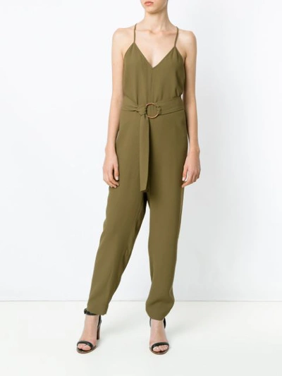 Shop Andrea Marques Belted Jumpsuit In Oliva