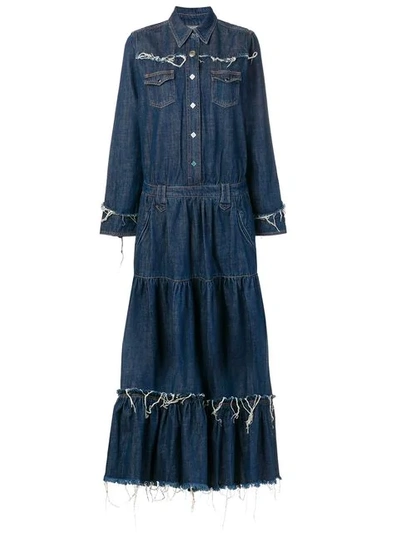 Shop Alanui Denim Maxi Dress In Blue