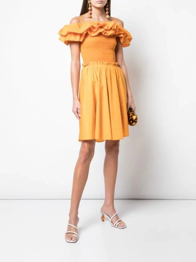 Shop Nicholas Frill Layered Dress In Orange