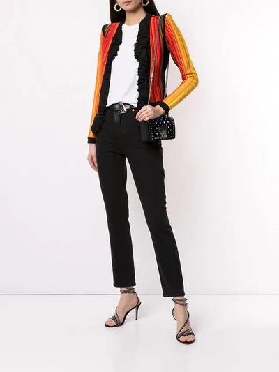 Shop Balmain Striped Tasselled Open Front Jacket In Multicolour