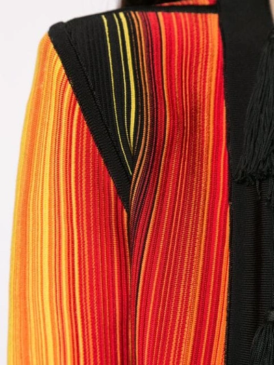 Shop Balmain Striped Tasselled Open Front Jacket In Multicolour