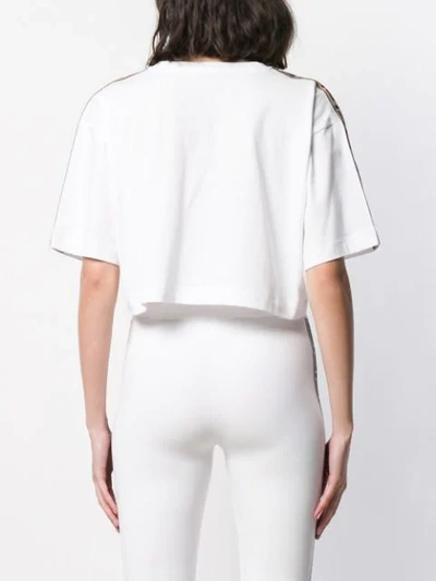 Shop Fendi Logo Trim Cropped T-shirt In White