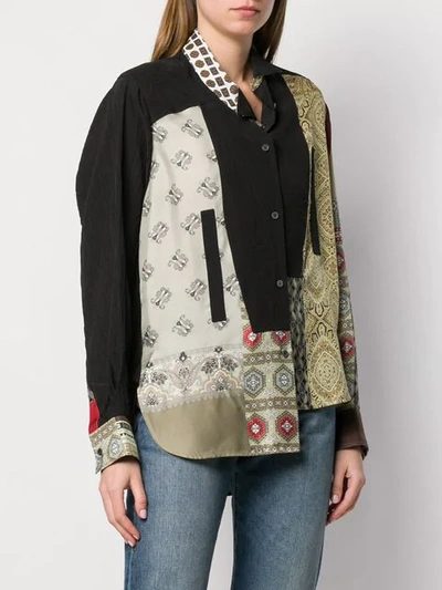 Shop Loewe Asymmetric Patchwork Shirt - Neutrals