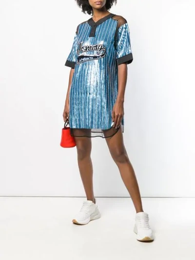 Shop Tommy Hilfiger Sequinned Football Jersey Dress - Blue