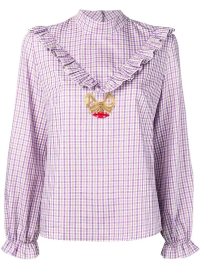 Shop Vivetta Check Blouse - Purple