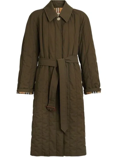 Shop Burberry Quilted Gabardine Coat - Green