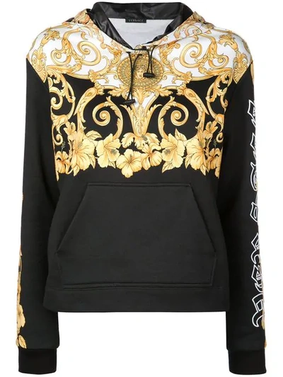 Shop Versace Baroque Print Reversible Jacket In Black