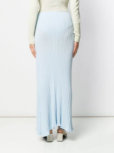 Shop Jacquemus Side Slit Knit Skirt In Blue
