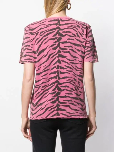 Shop Saint Laurent Zebra Print T-shirt In Pink