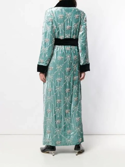 Shop Gucci Embellished Robe Coat In Green