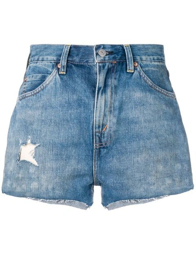 Shop Levi's Distressed Denim Shorts In Blue