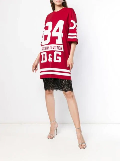Shop Dolce & Gabbana Oversized Basketball T-shirt In Red