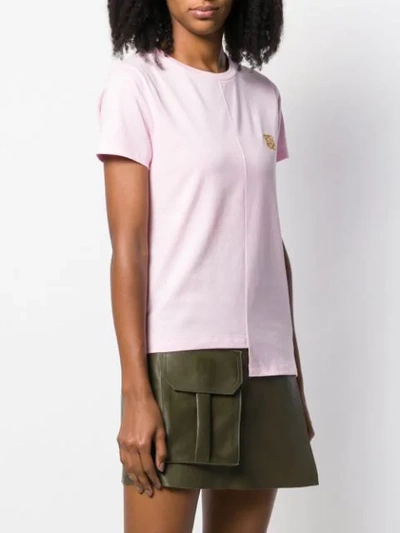 LOEWE EMBROIDERED LOGO ASYMMETRIC HEMLINE T-SHIRT - 粉色