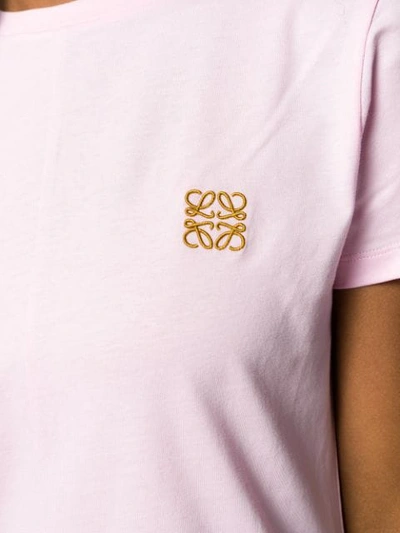 Shop Loewe Embroidered Logo Asymmetric Hemline T-shirt In Pink