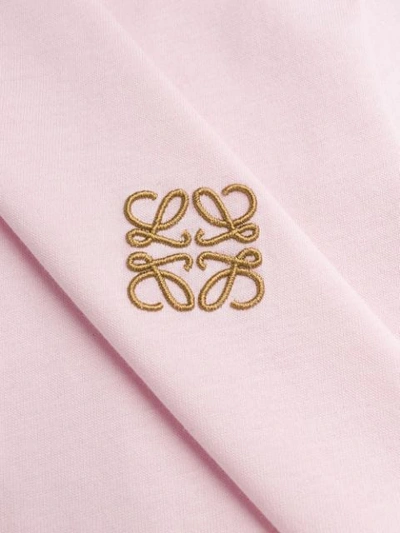 Shop Loewe Embroidered Logo Asymmetric Hemline T-shirt In Pink