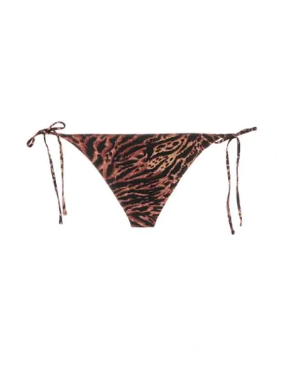 Shop Ganni Tiger Print Bikini Bottoms In Black