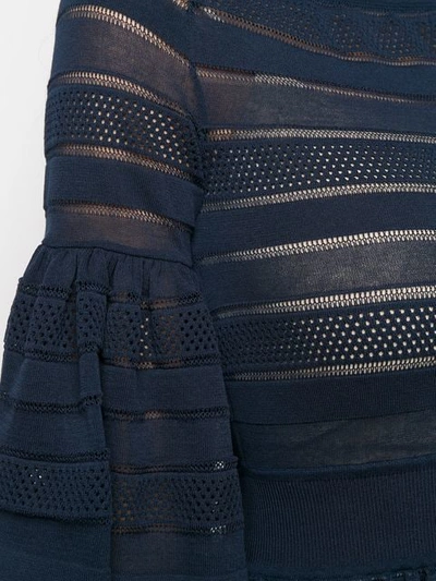 Shop Antonino Valenti Perforated Detail Flared Dress In Blue