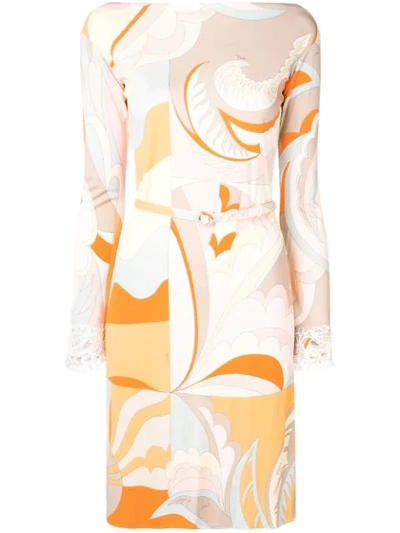 Shop Emilio Pucci Acapulco Print Embroidered Dress In Orange