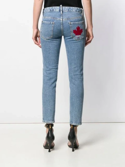Dsquared2 Maple Leaf Patch Slim-fit Jeans In Blue