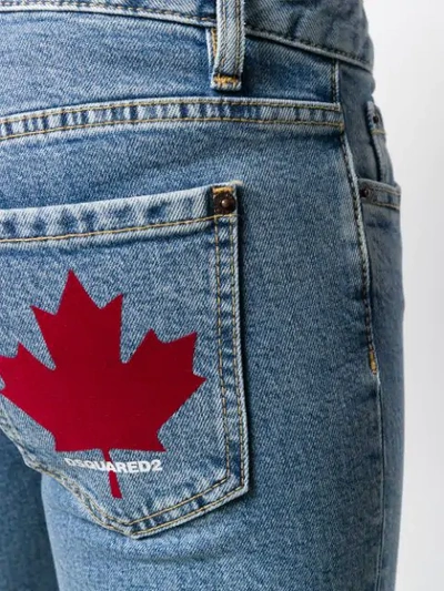 Dsquared2 Maple Leaf Patch Slim-fit Jeans In Blue