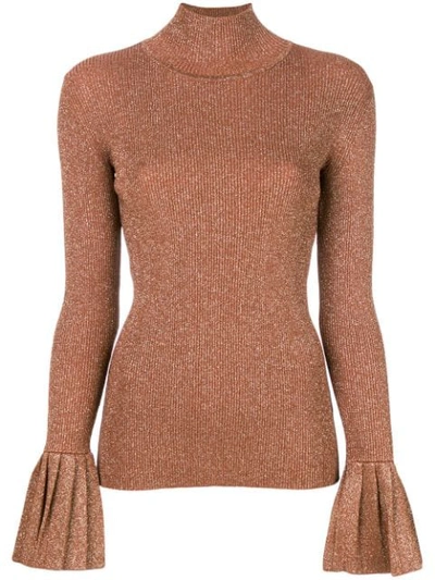 Shop Carven Flared Cuff Knitted Top In Neutrals