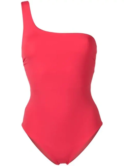 Shop Angelys Balek One Shoulder Swimsuit In Pink