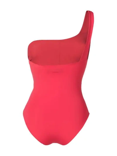Shop Angelys Balek One Shoulder Swimsuit In Pink